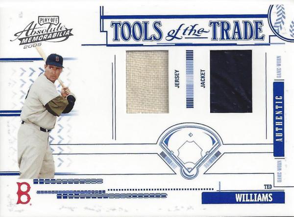 2005 Absolute Memorabilia Tools of the Trade Swatch Double 185 Ted Williams JK-J/100